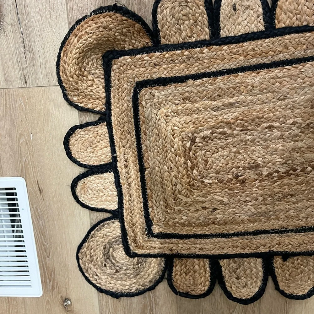 Woven Jute Rug with Black Trim
